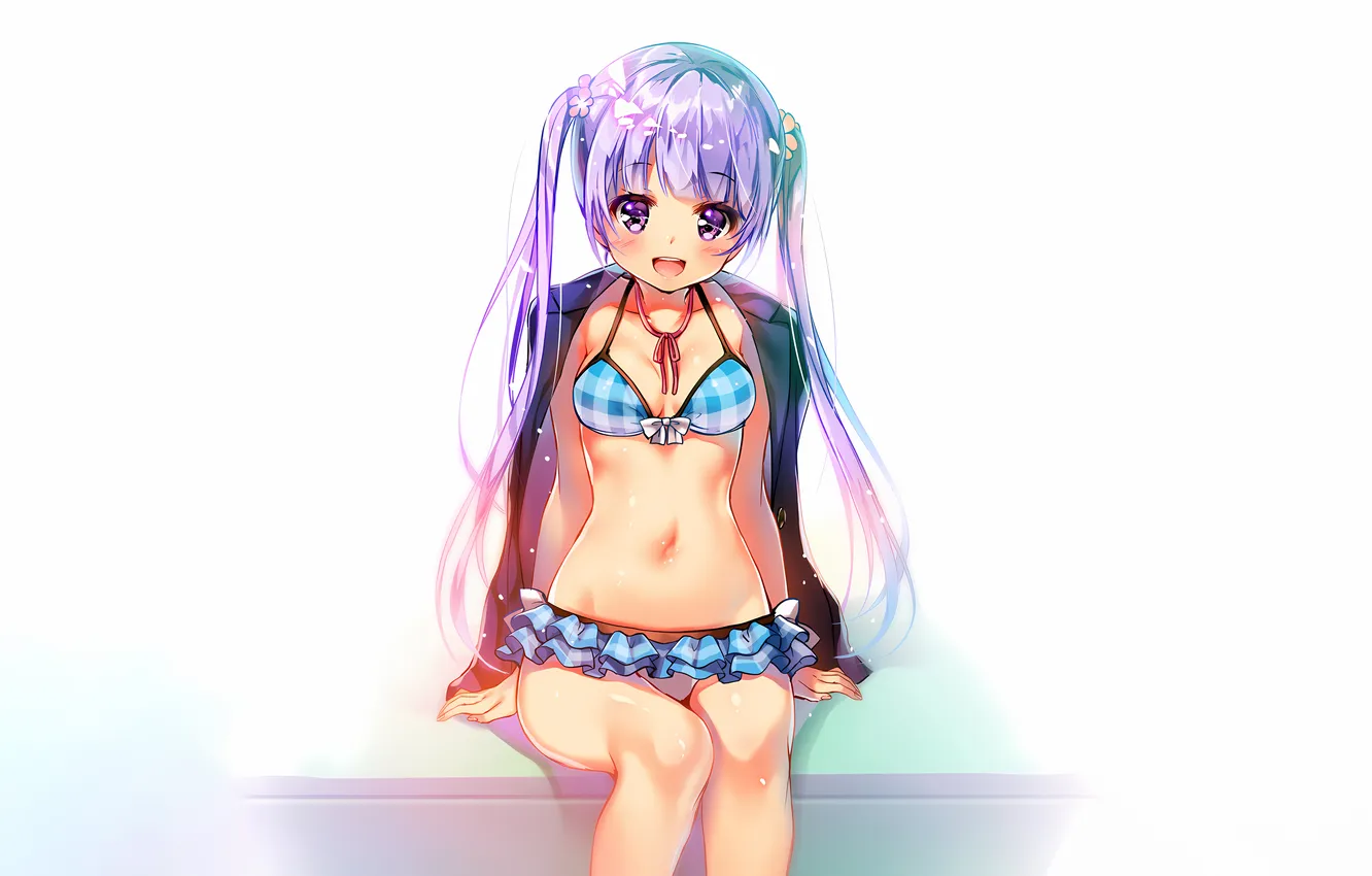 Photo wallpaper girl, sexy, cleavage, long hair, legs, boobs, anime, beautiful