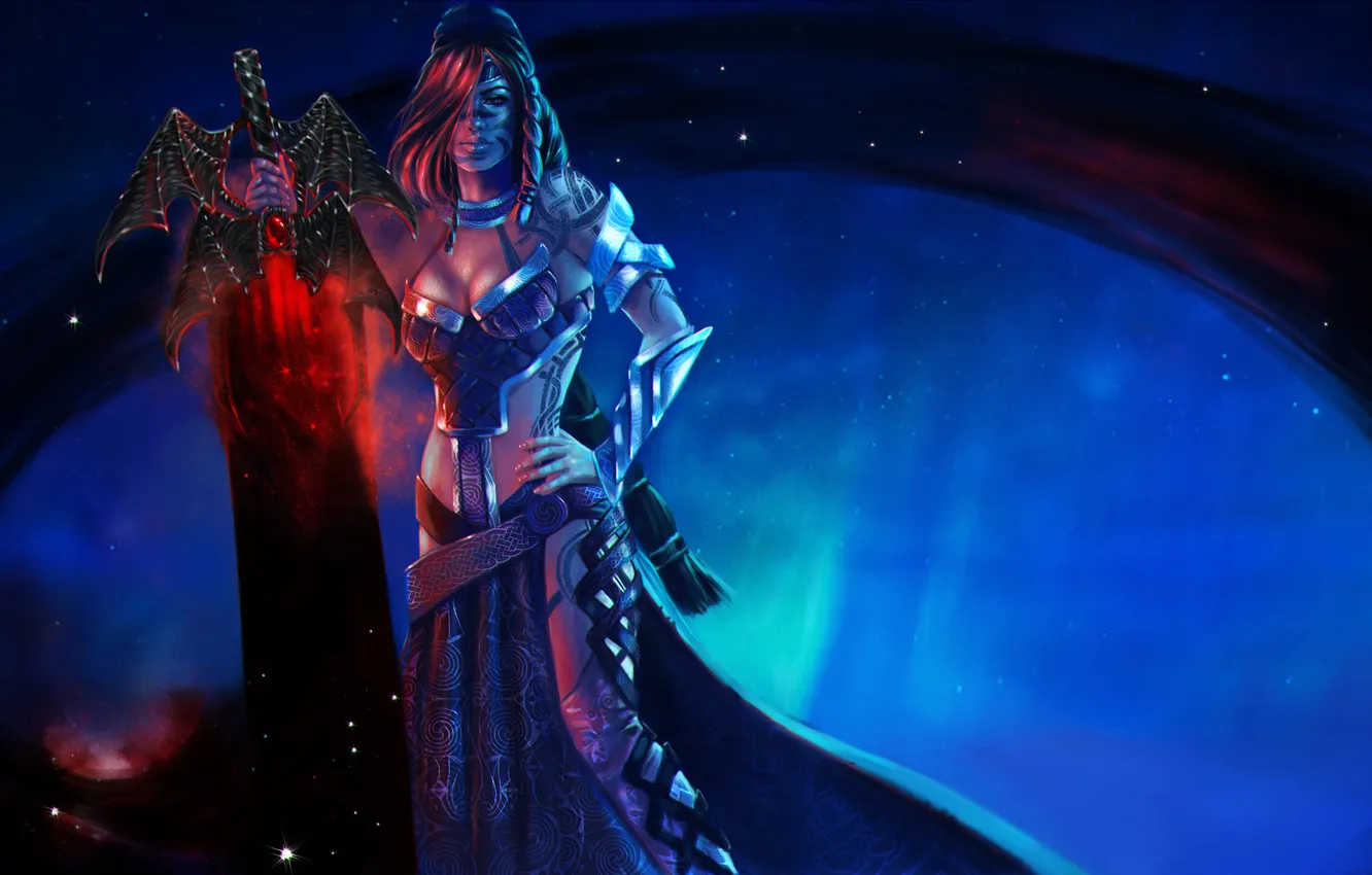 Photo wallpaper girl, sword, art, Guild Wars 2, Guardian Diva, MagicnaAnavi