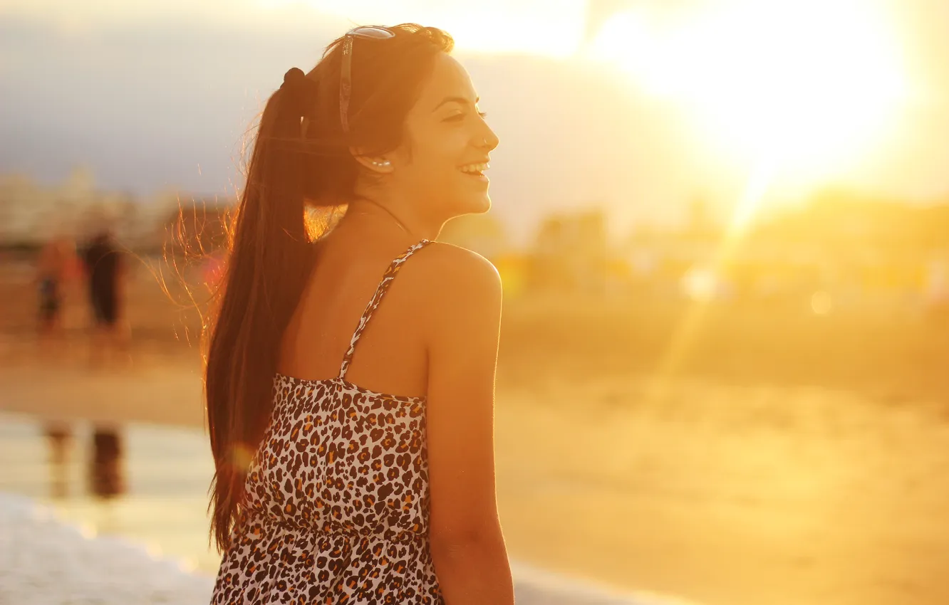 Photo wallpaper summer, girl, smile, hair, piercing, glasses, profile