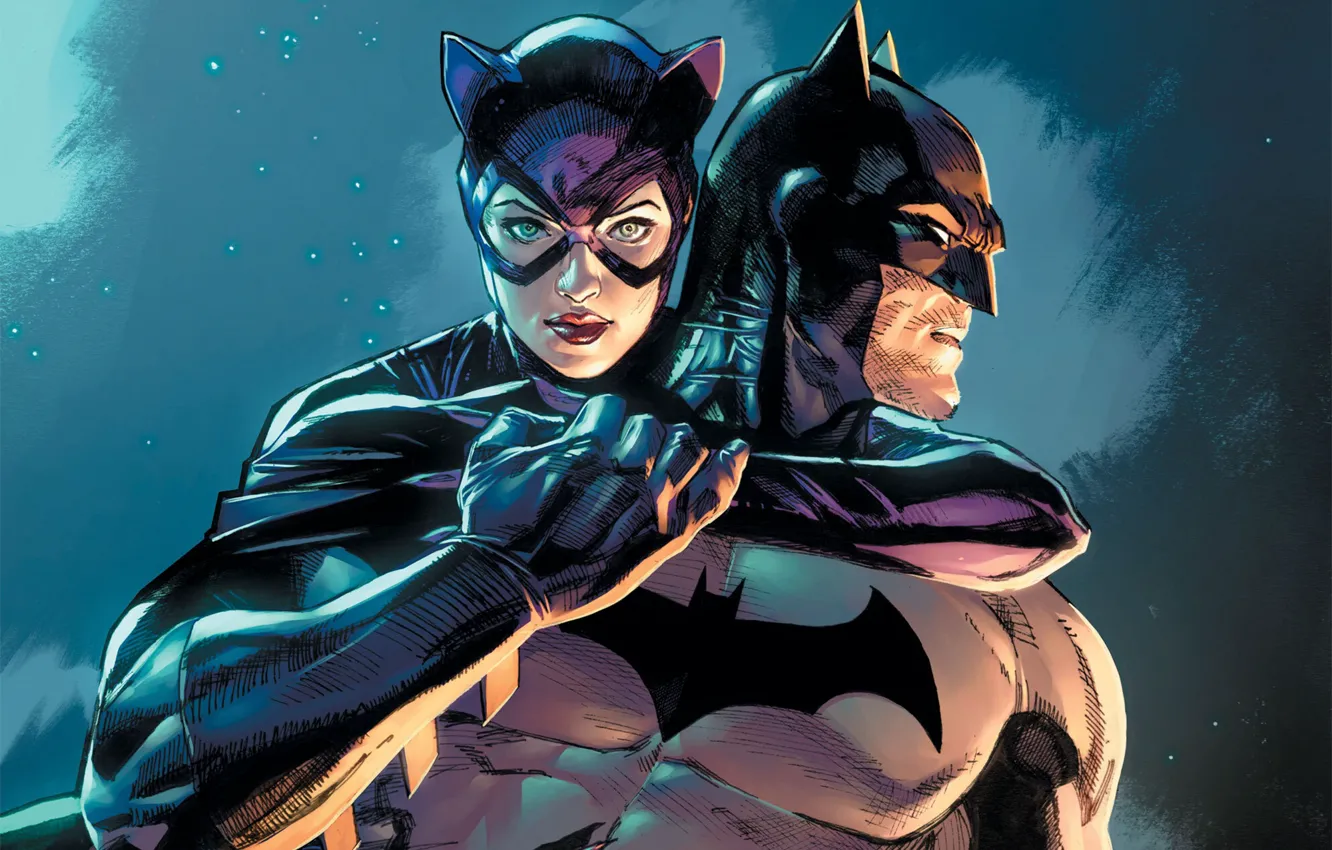 Photo wallpaper Batman, Costume, Hero, Mask, Catwoman, Superhero, Hero, Batman