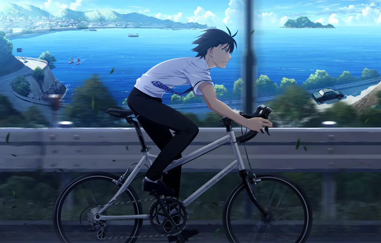 Photo wallpaper bike, speed, guy, Grisa of no Kajitsu