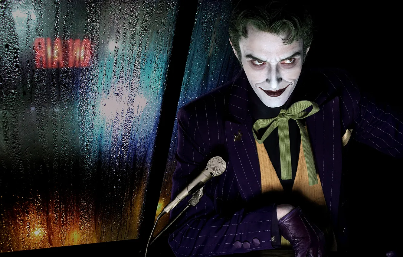Photo wallpaper look, background, microphone, Joker