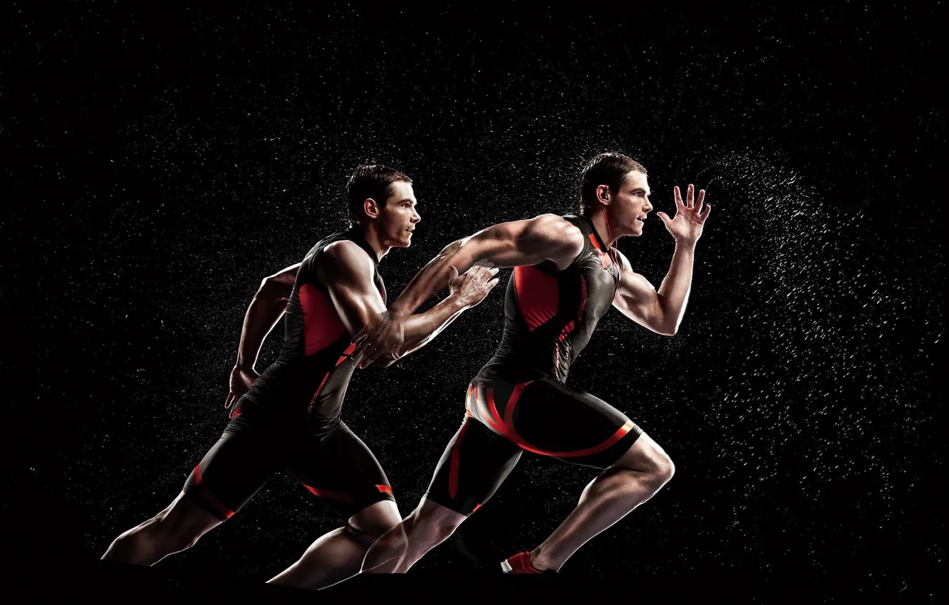Photo wallpaper squirt, running, form, guys, men, athletes