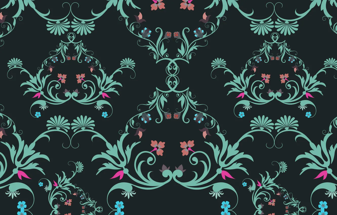 Photo wallpaper flowers, pattern, texture, vintage