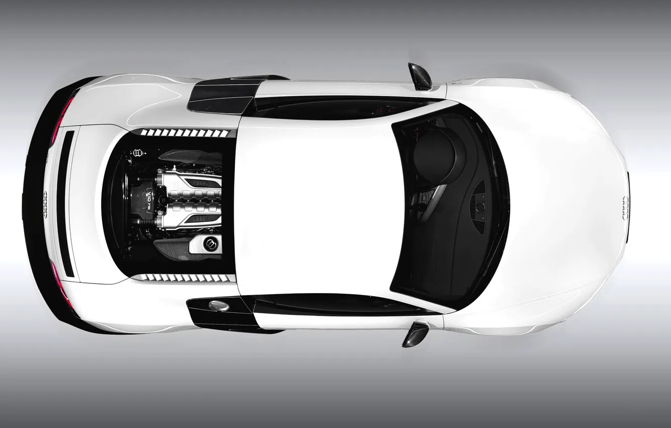 Photo wallpaper white, Audi, sports car, the view from the top, V10, Coupe