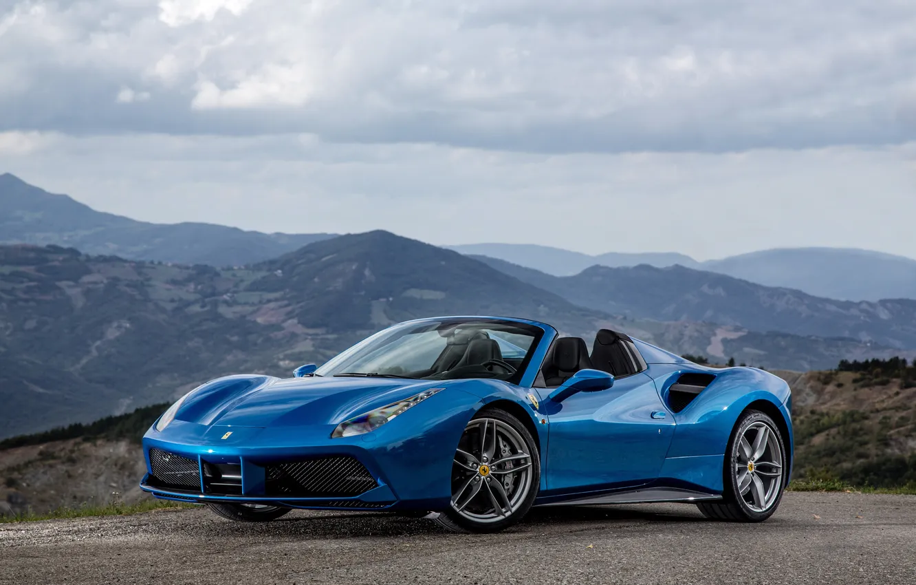 Photo wallpaper Ferrari, supercar, Ferrari, blue, Spider, 488