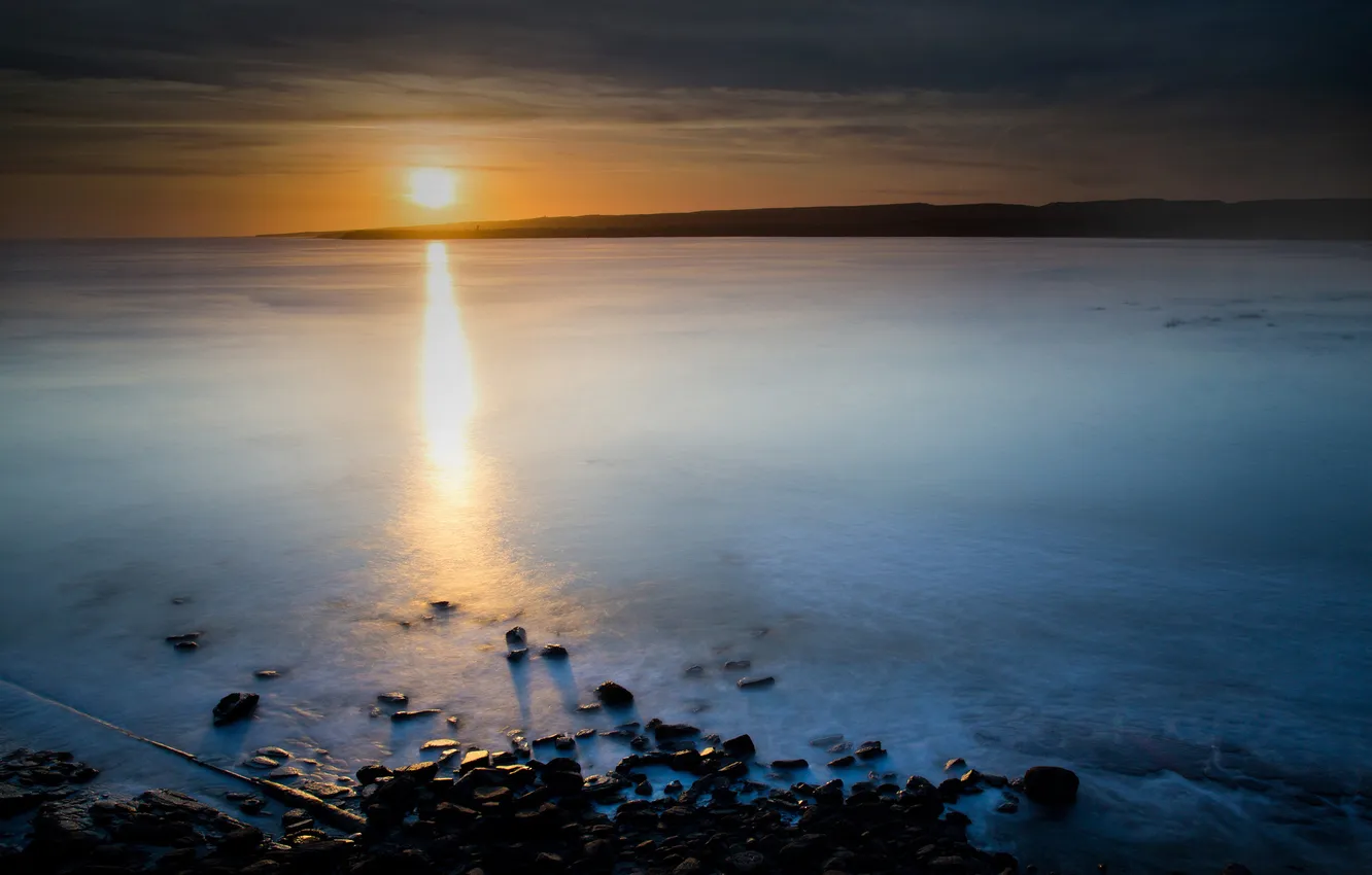 Photo wallpaper sea, the sun, sunset