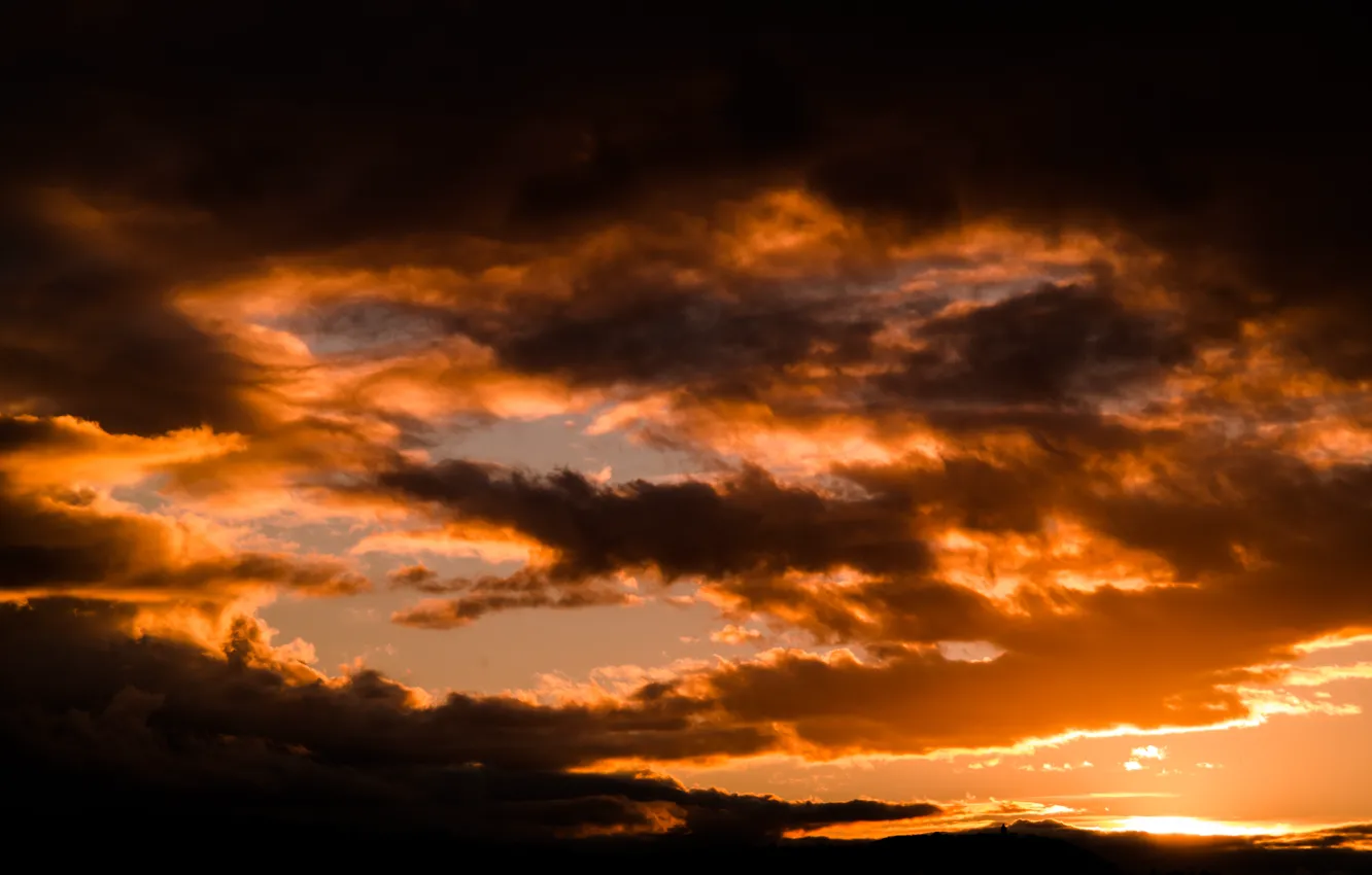 Photo wallpaper sky, autumn, view, clouds, evening, dusk, cloudy, Susnet