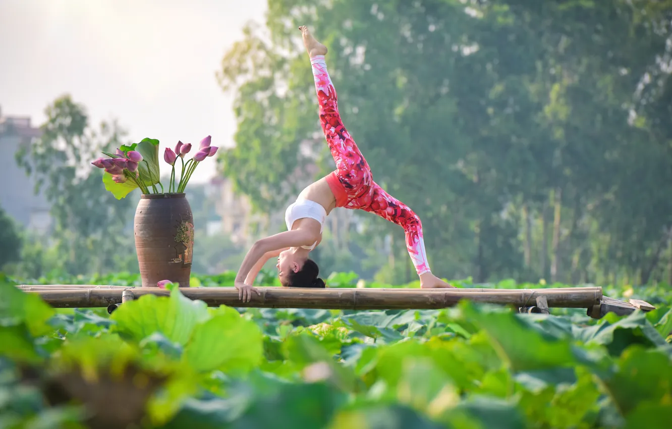 Photo wallpaper girl, gymnastics, yoga, Asian