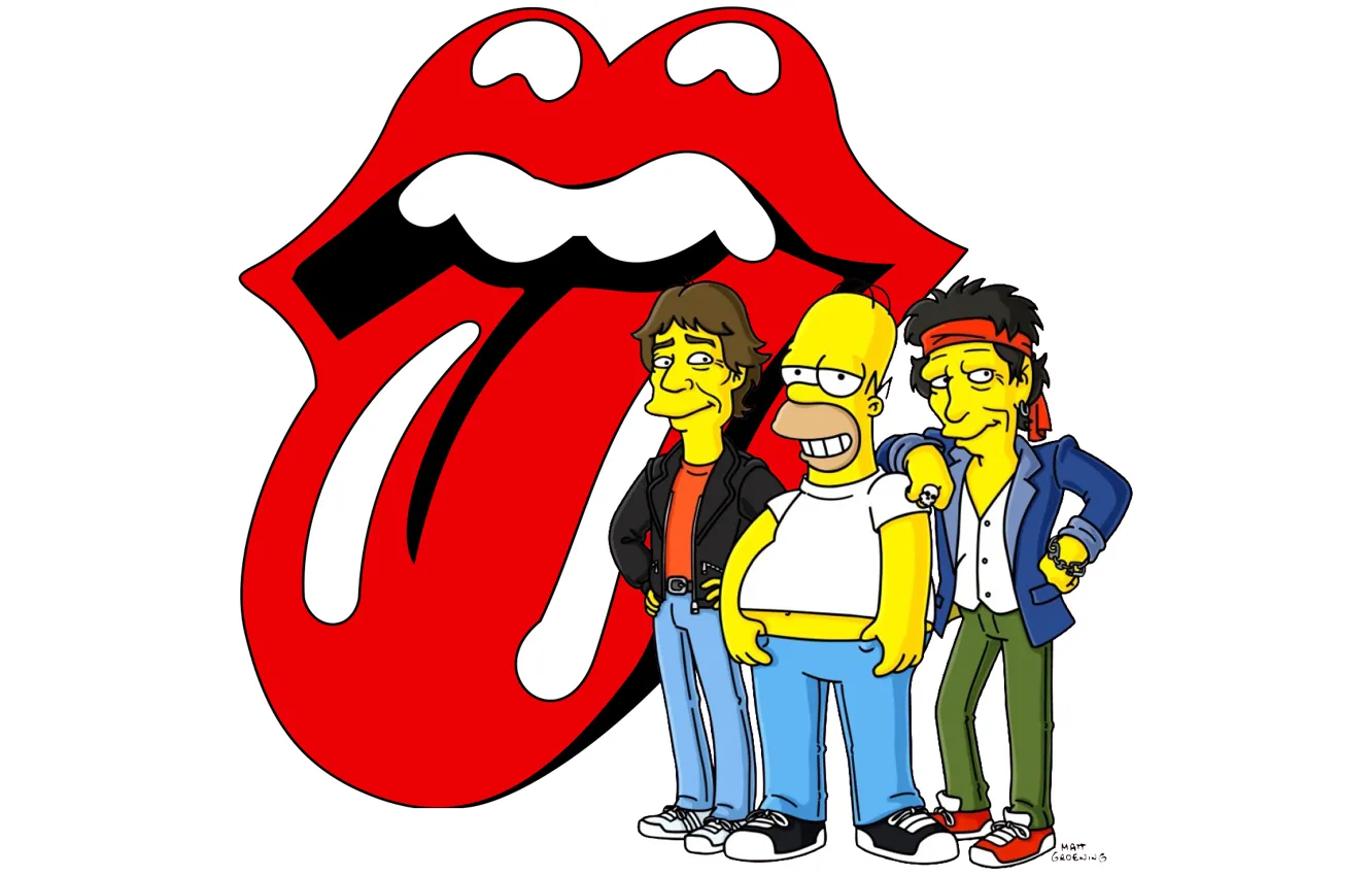 Photo wallpaper character, movies, tongue, fun, The Simpson, TV series, Mick Jagger, Keith Richards