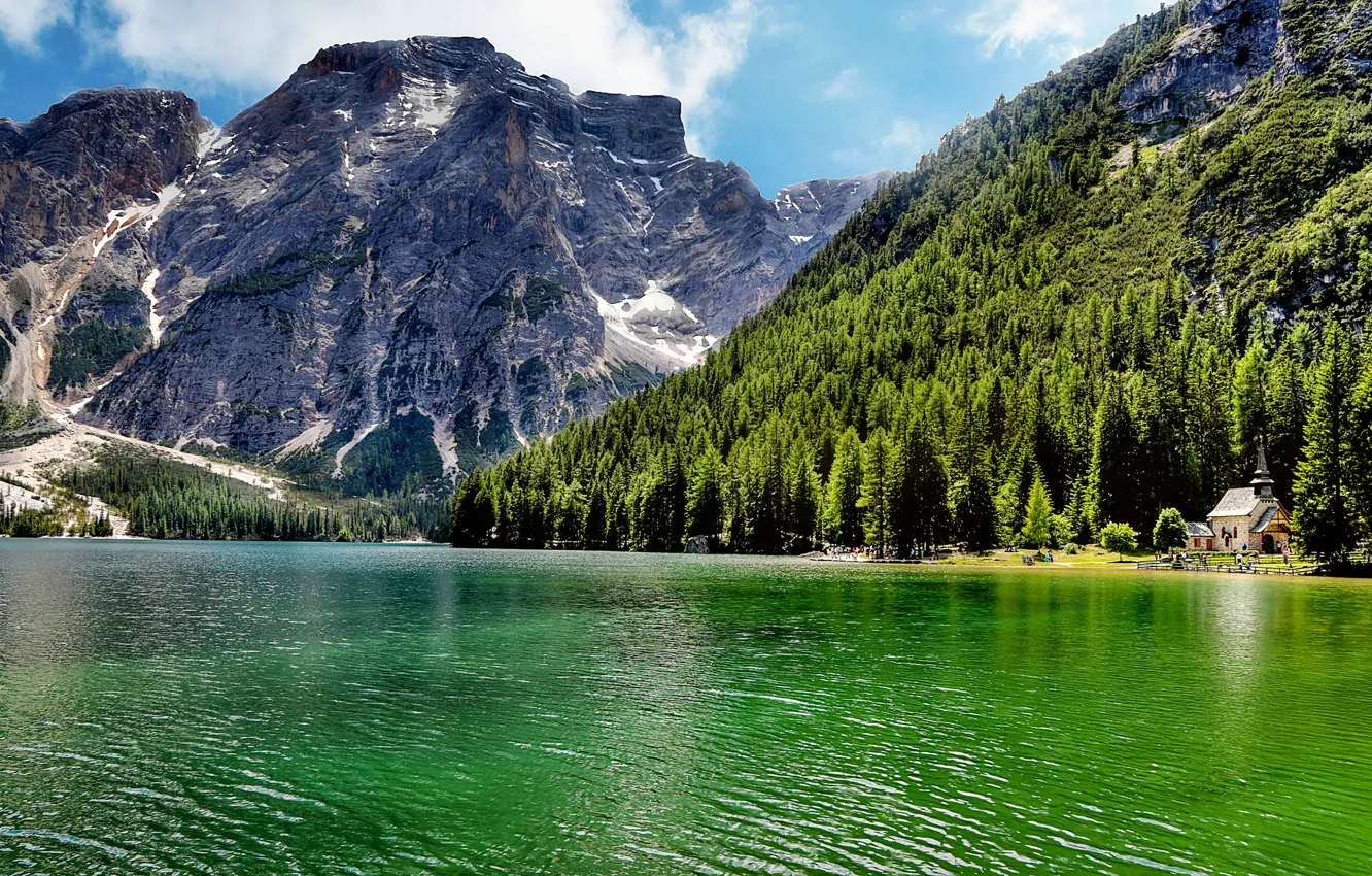 Photo wallpaper forest, trees, landscape, mountains, nature, lake, Italy, Italy