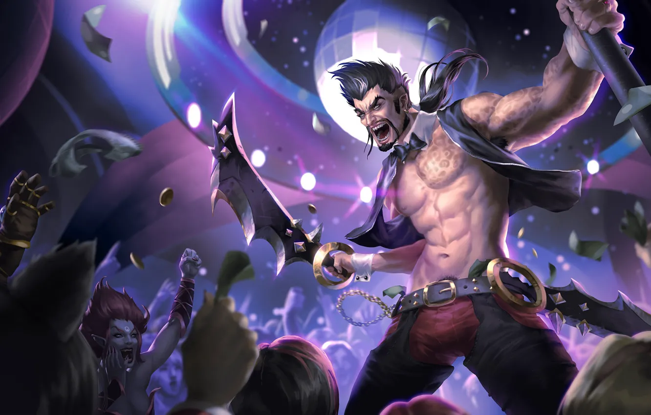 Photo wallpaper man, the audience, League of Legends, saber, Draven
