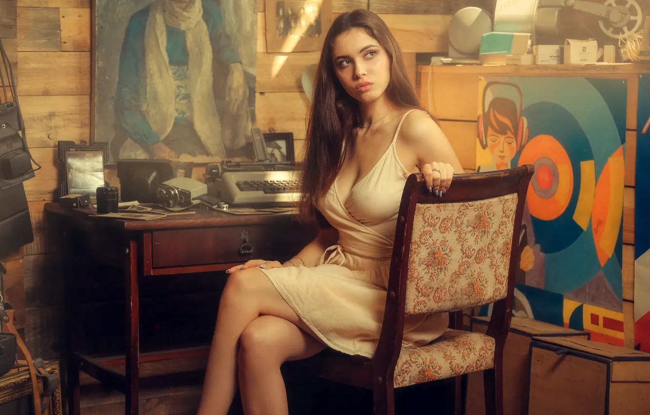 Photo wallpaper sexy, pose, model, portrait, camera, makeup, figure, dress