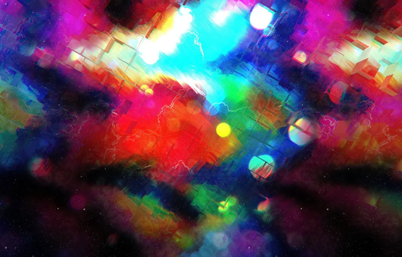 Photo wallpaper color, light, abstraction, cubes, bokeh