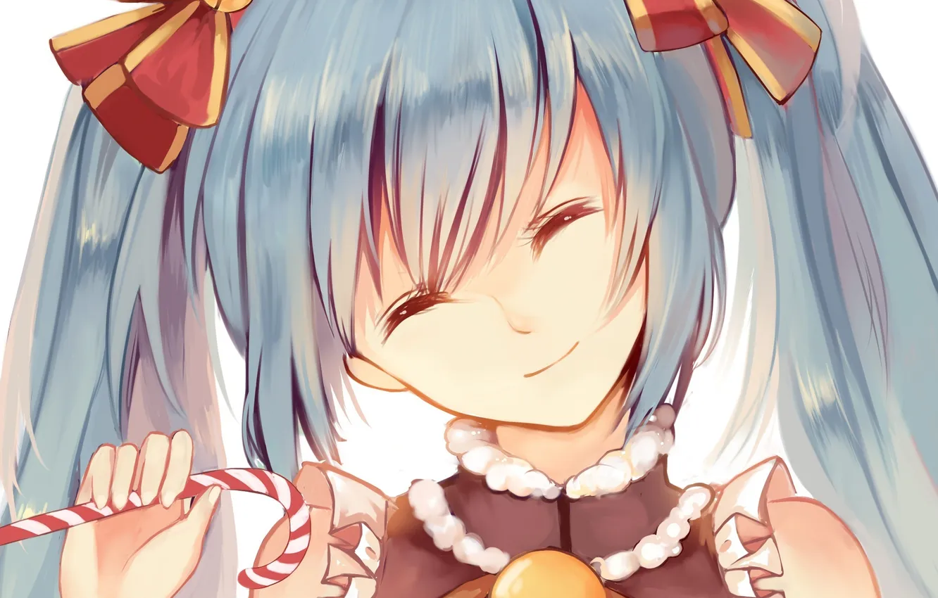 Photo wallpaper girl, smile, art, candy, vocaloid, hatsune miku, Vocaloid, mimi tsukue