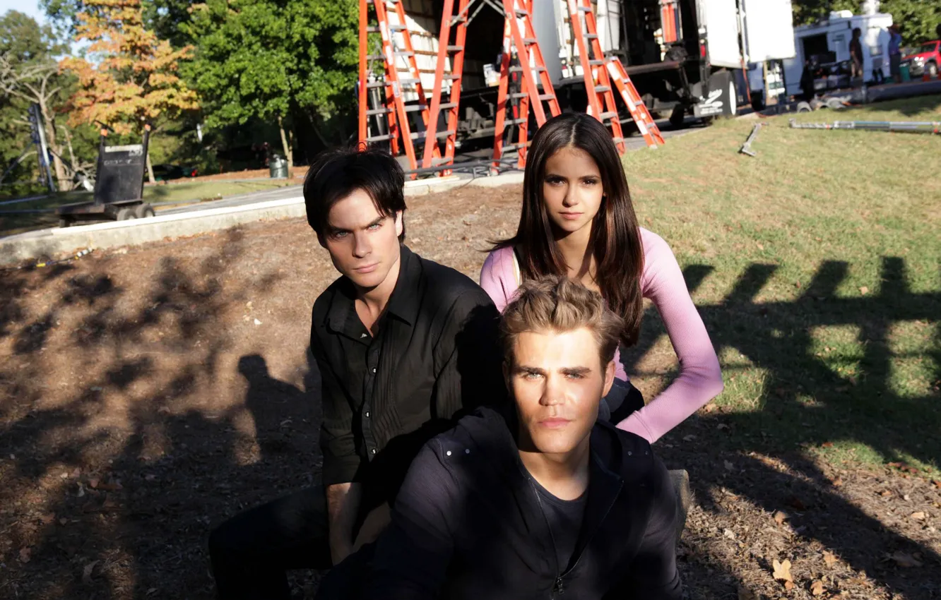 Photo wallpaper girl, male, Nina Dobrev, Nina Dobrev, The Vampire Diaries, The vampire diaries, Ian Somerhalder, Ian …