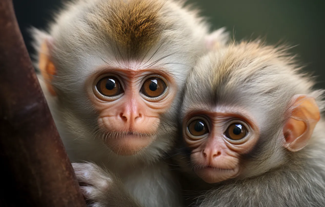 Photo wallpaper monkey, a couple, AI art, neural network