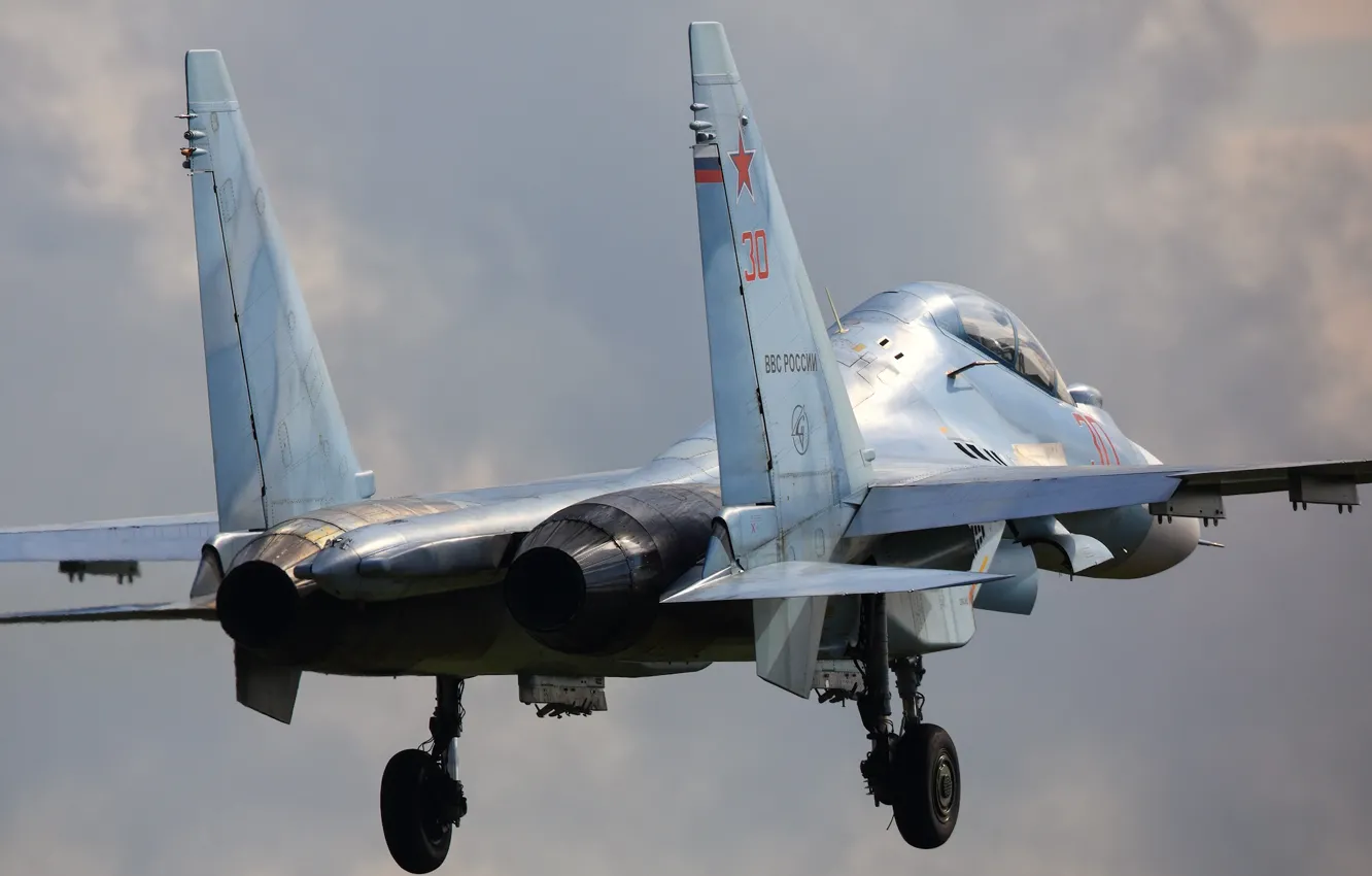 Photo wallpaper fighter, the airfield, The Russian air force, Su-30CM