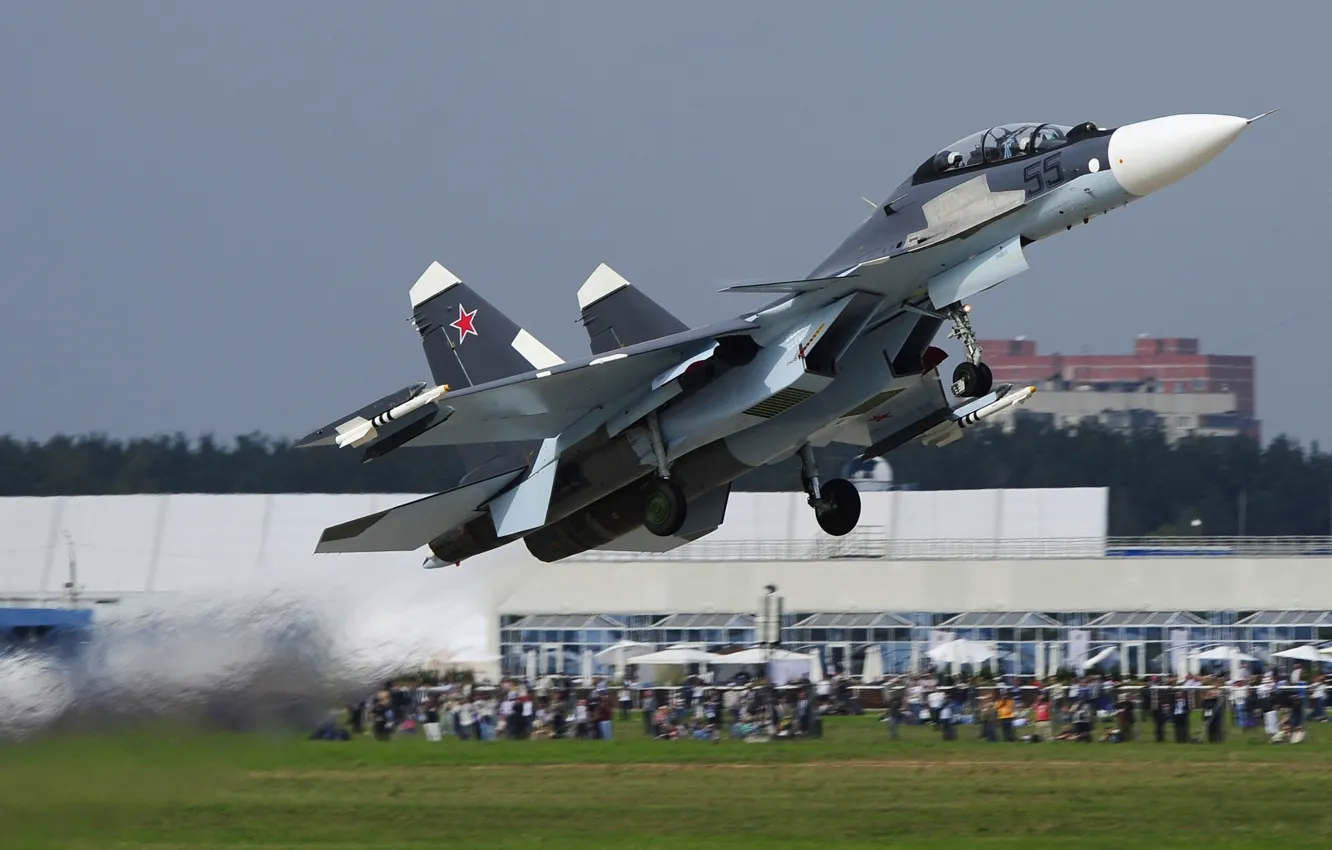 Photo wallpaper engine, people, wings, fighter, Russia, the airfield, the rise, BBC