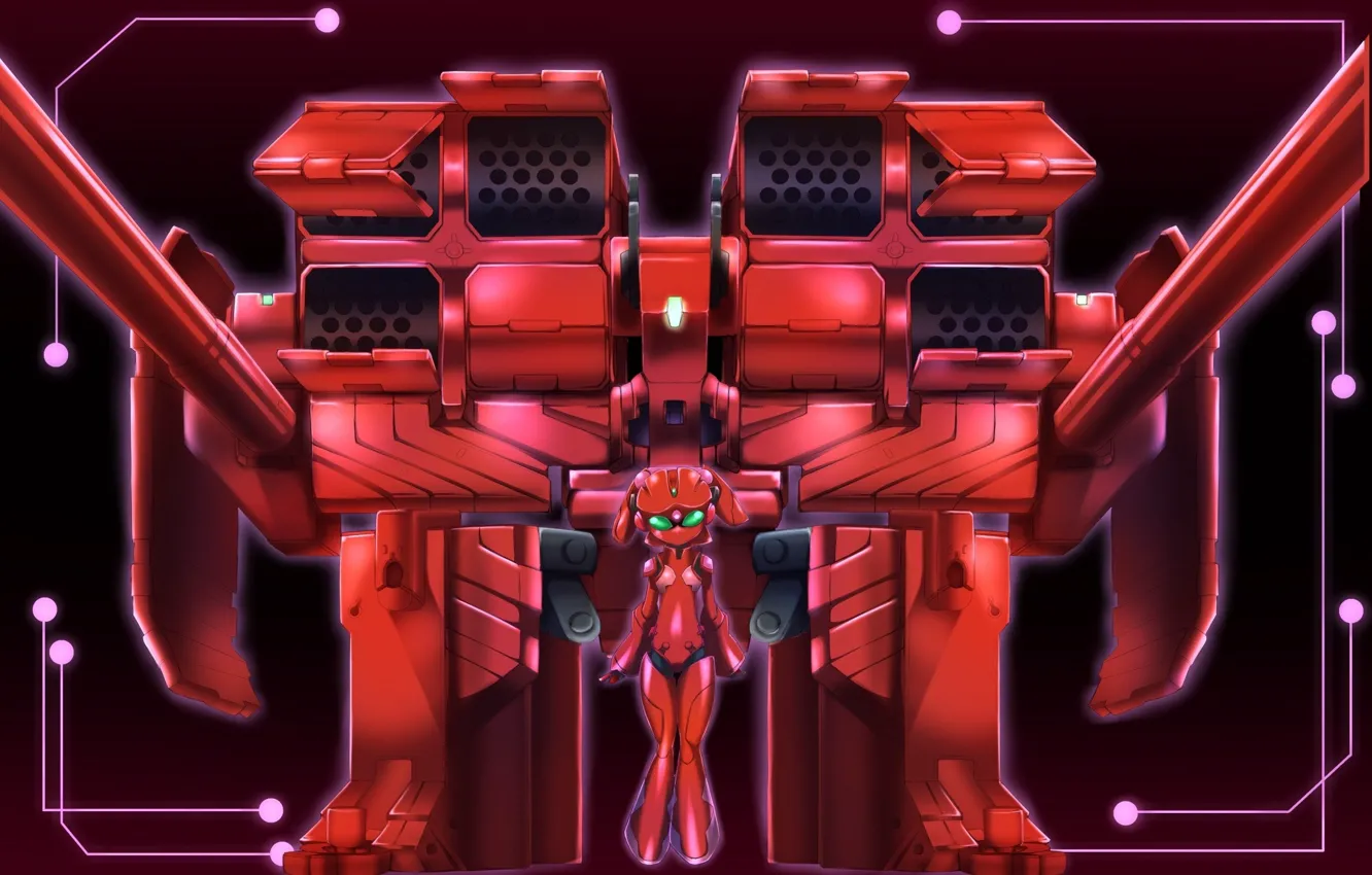 Photo wallpaper red, girl, game, mecha, weapon, anime, queen, asian