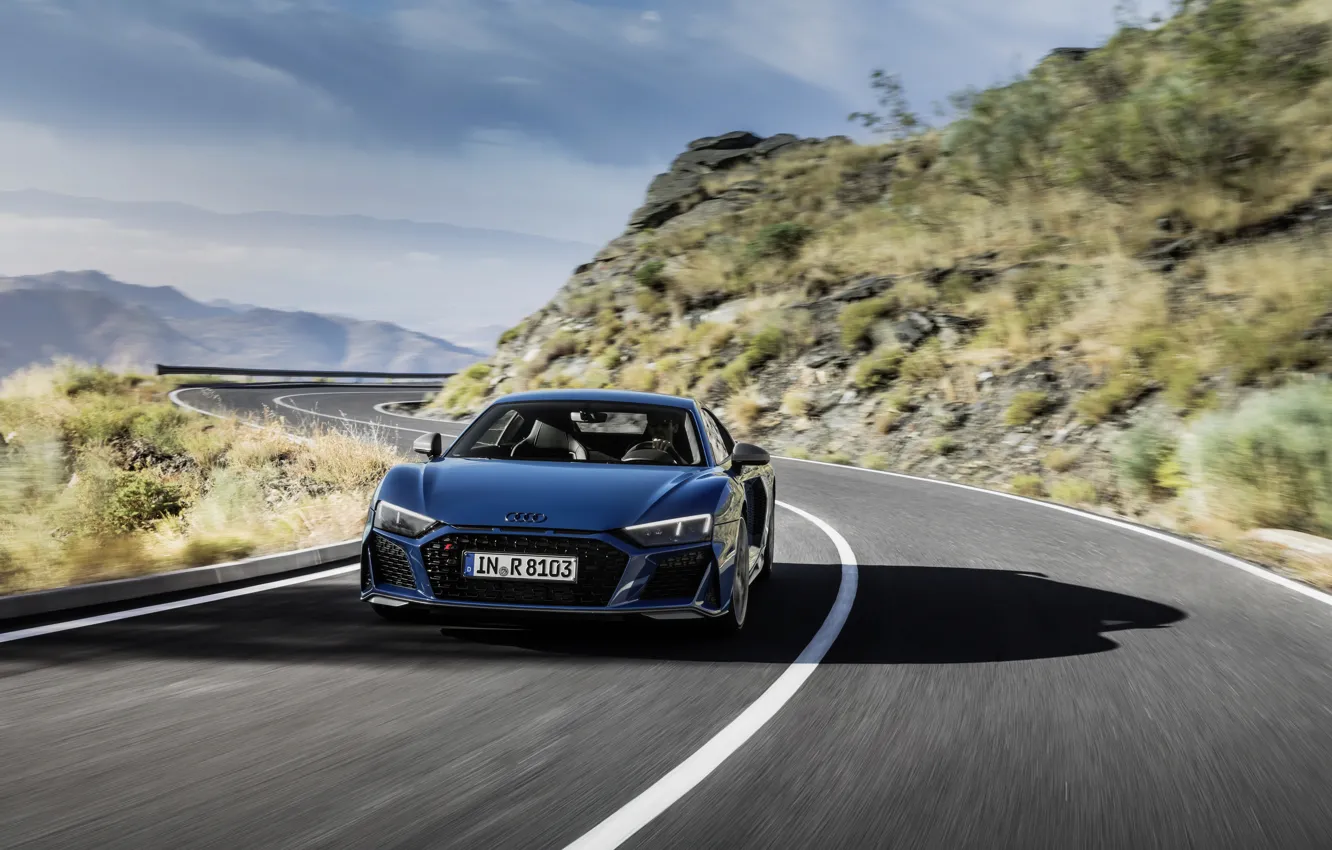 Photo wallpaper asphalt, movement, Audi, sports car, Audi R8, V10, quattro performance