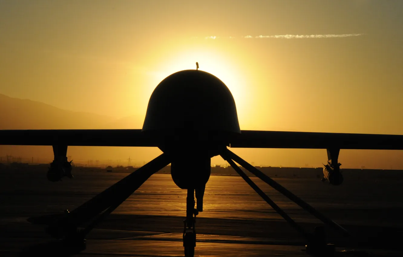 Photo wallpaper sunset, Predator, multipurpose, unmanned, camera, MQ-1, flying