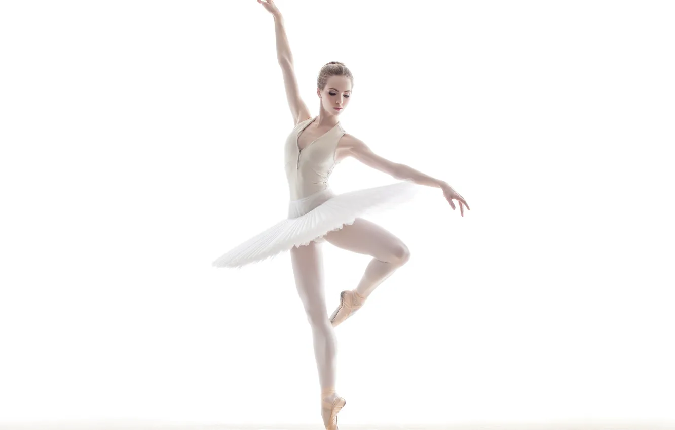 Photo wallpaper girl, dance, white background, hairstyle, ballerina