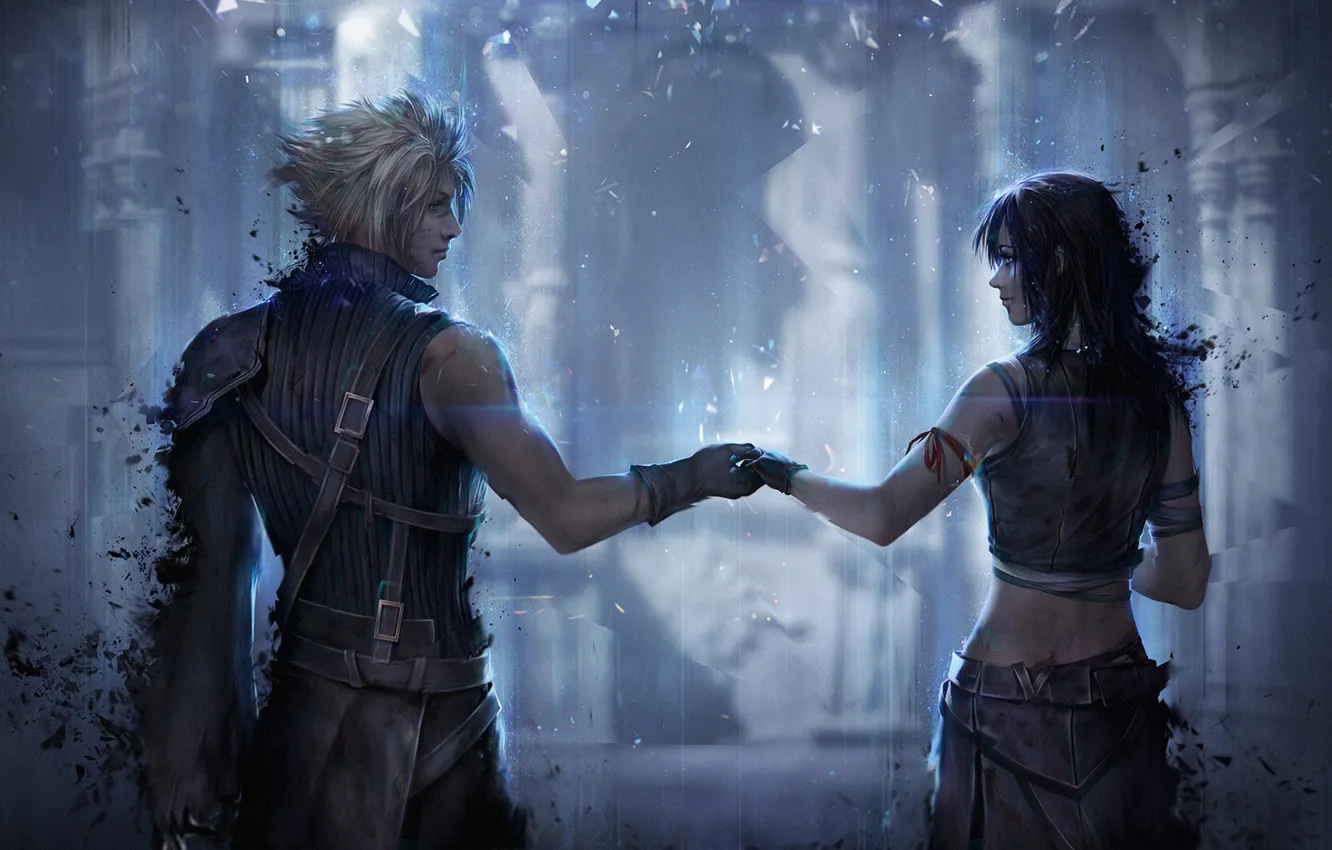 Photo wallpaper girl, guy, Final Fantasy 7, ff7, cloud strife, art, Tifa Lockhart
