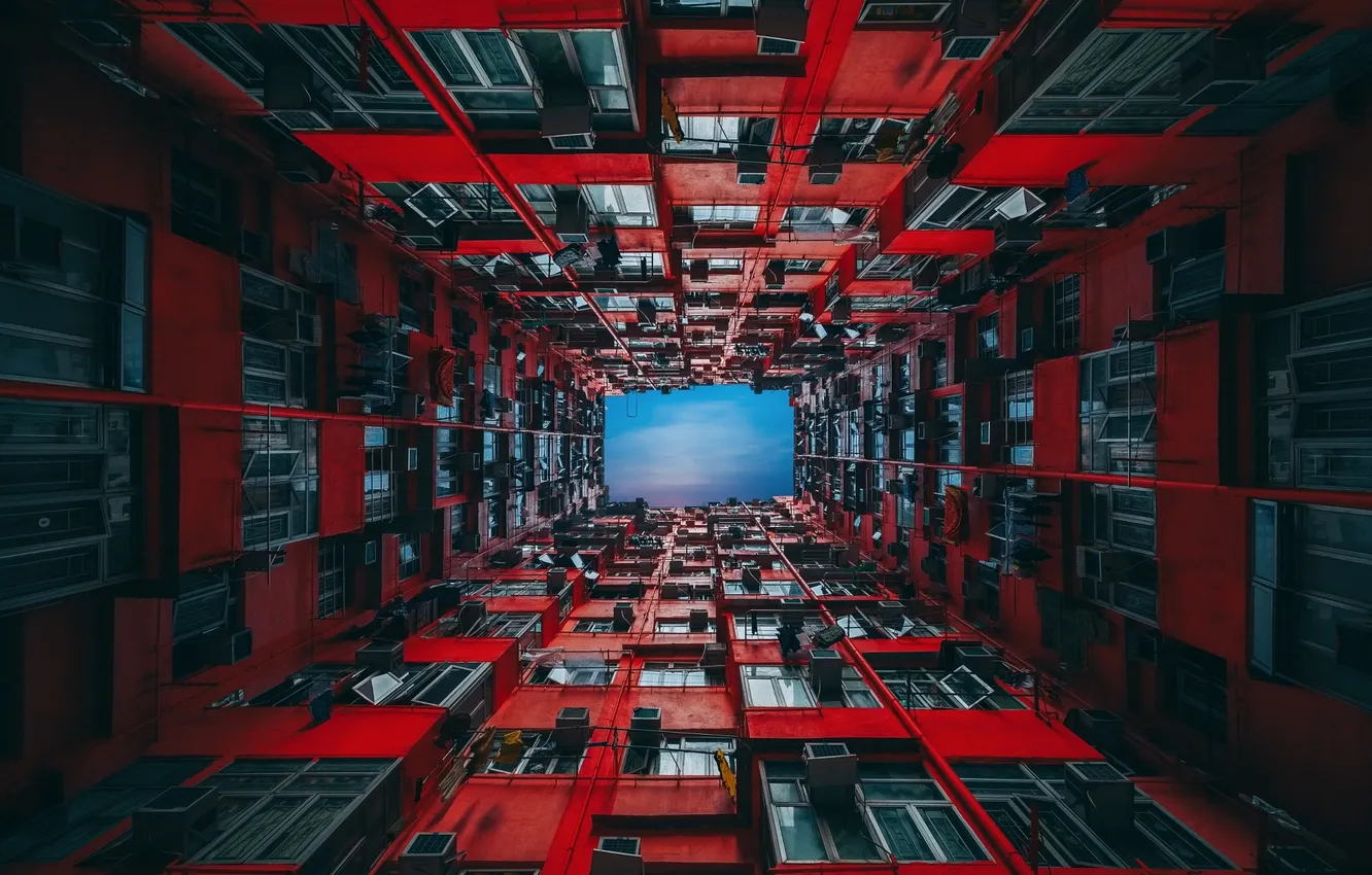 Photo wallpaper the sky, home, Hong Kong, window, China, balcony, apartment