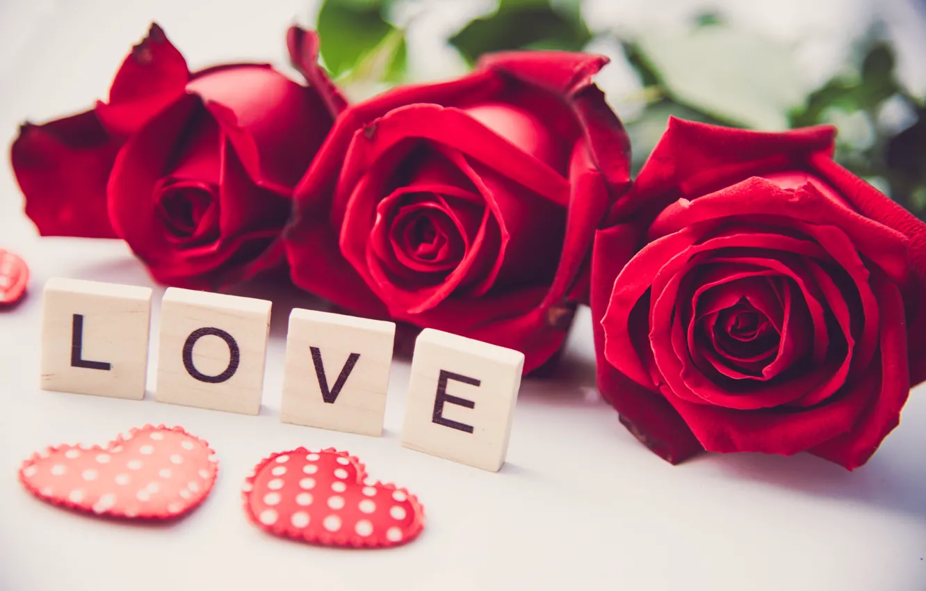 Photo wallpaper love, red, heart, roses, red, love, heart, flowers