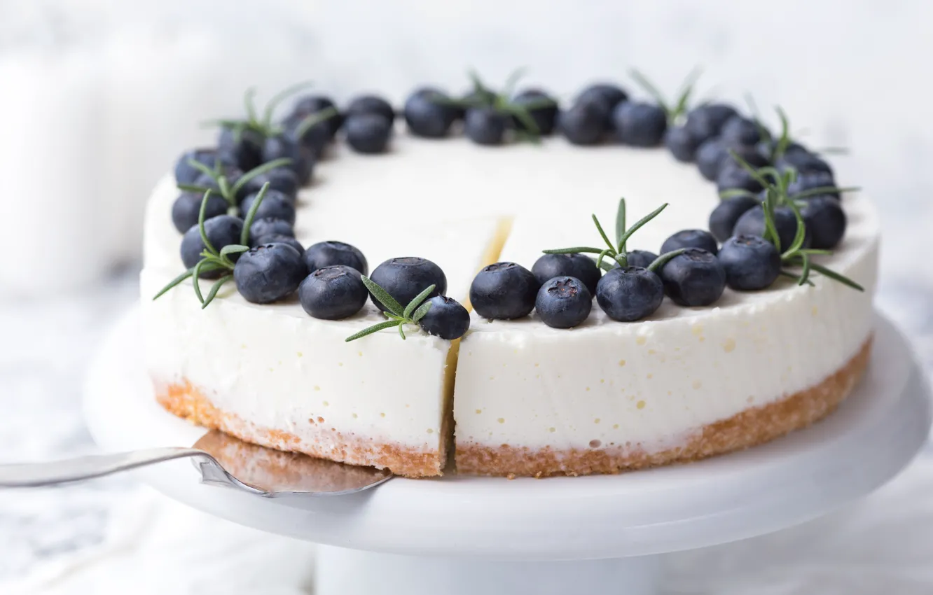 Photo wallpaper blueberries, cake, cheesecake