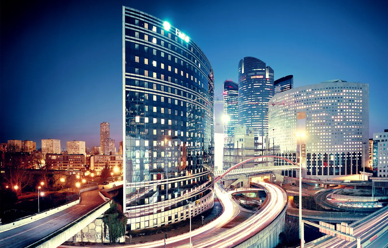 Photo wallpaper road, night, the city, Paris, home, Paris, France