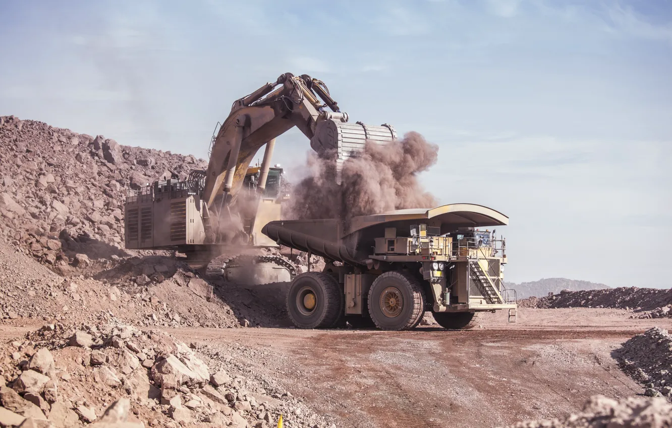 Photo wallpaper heavy machinery, loader, mining