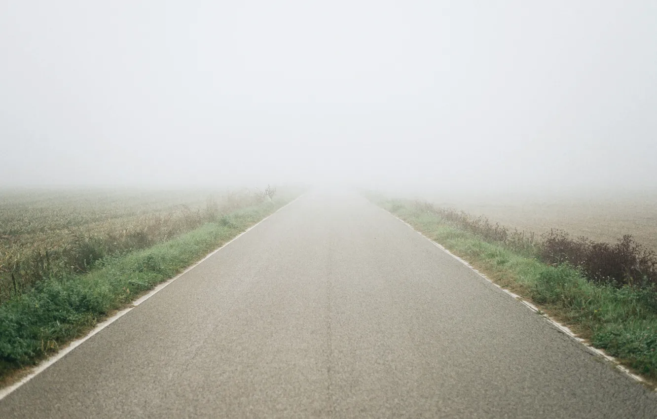 Photo wallpaper misty, road, fog