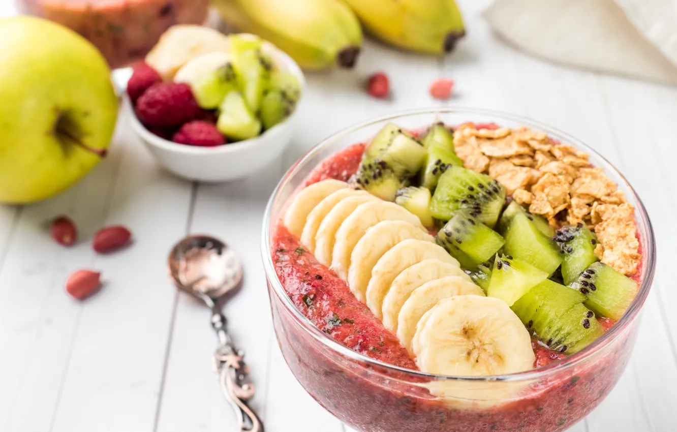 Photo wallpaper Breakfast, fruit, cereal, yogurt