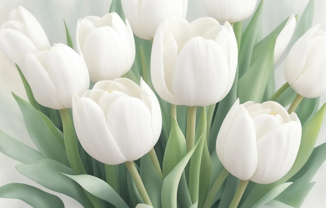 Photo wallpaper white, flowers, green, green, tenderness, figure, beauty, spring