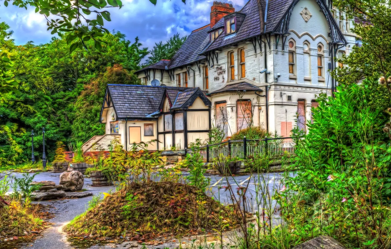 Photo wallpaper greens, trees, England, home, treatment, the hotel, Alderley Edge