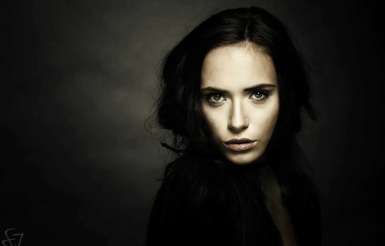 Photo wallpaper look, girl, face, portrait, Frank Verbreyt