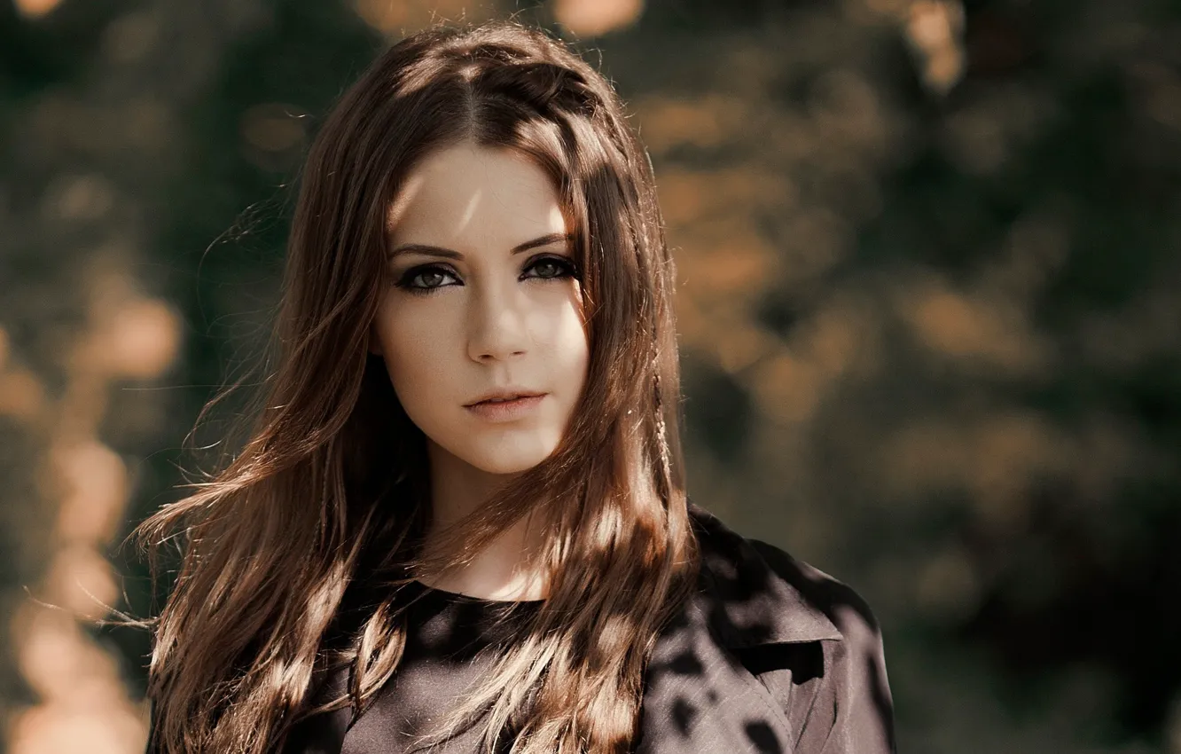 Photo wallpaper look, model, portrait, makeup, hairstyle, brown hair, beauty, bokeh