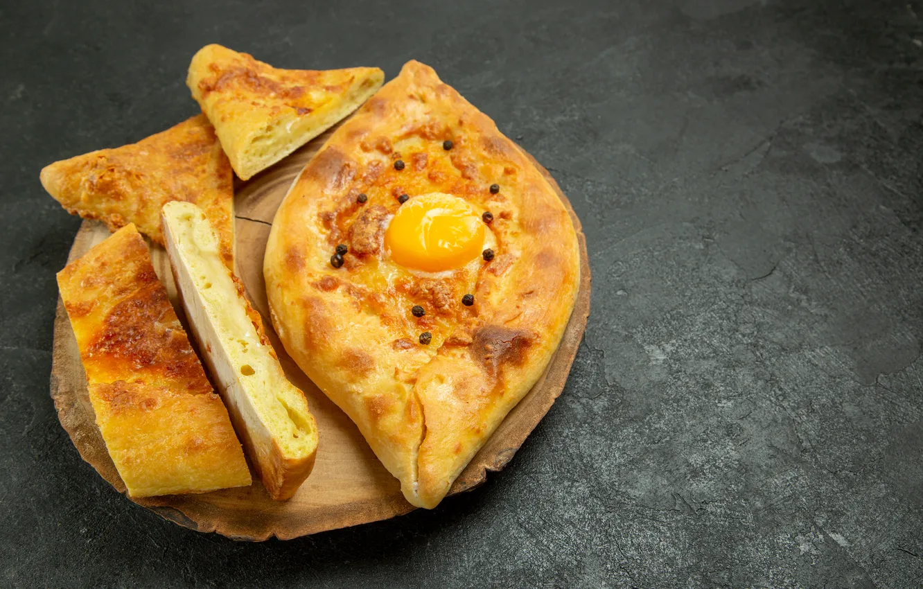 Photo wallpaper space, fresh, grey, bread, delicious, egg, baked