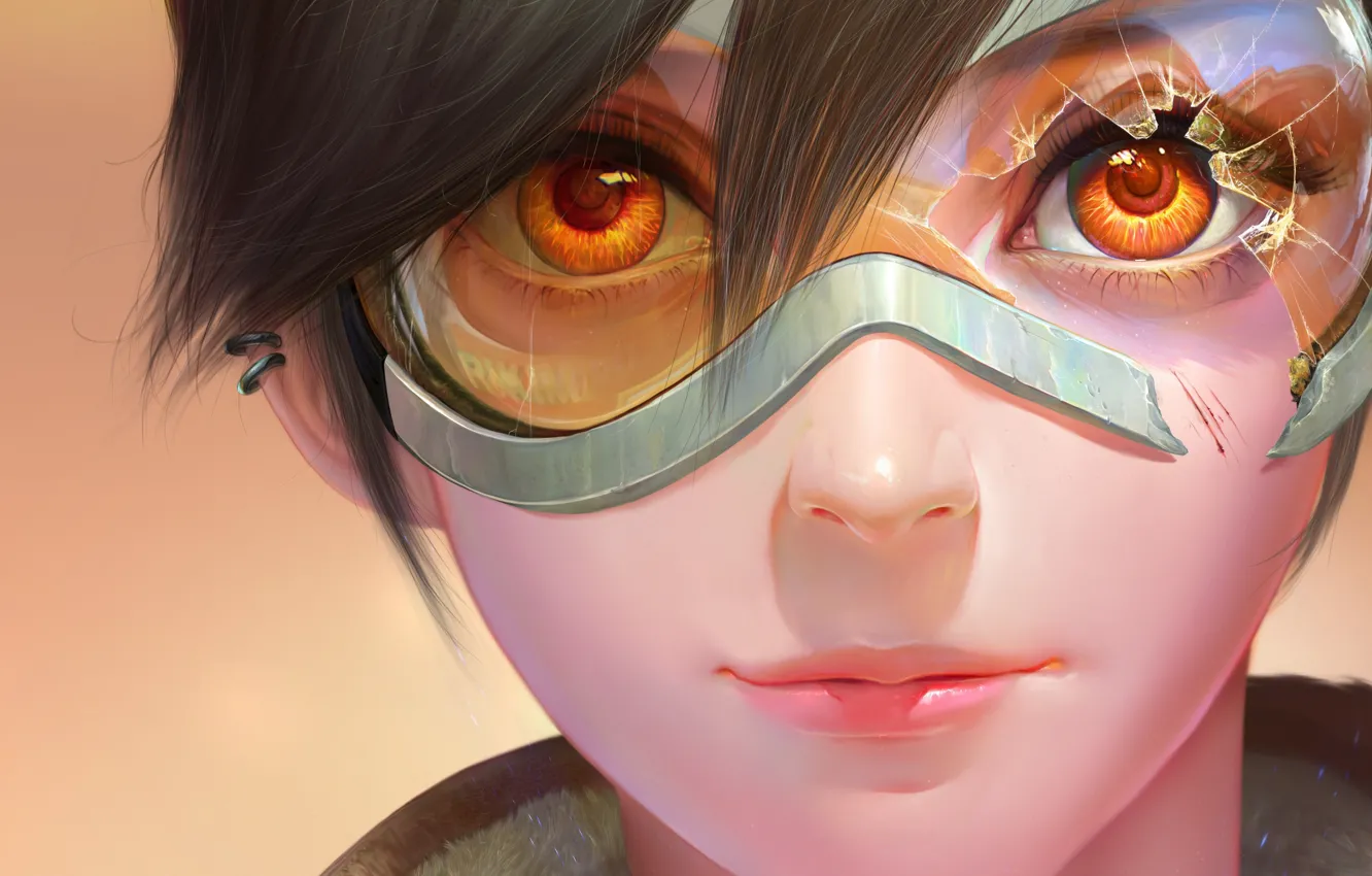 Photo wallpaper eyes, look, girl, piercing, art, glasses, Blizzard, art