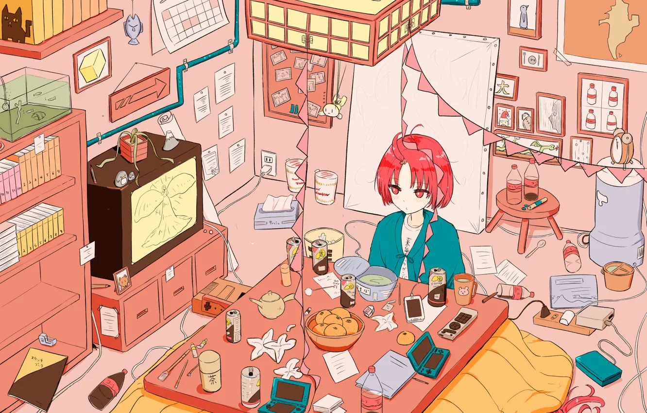 Photo wallpaper Japan, Room, Girl, Anime