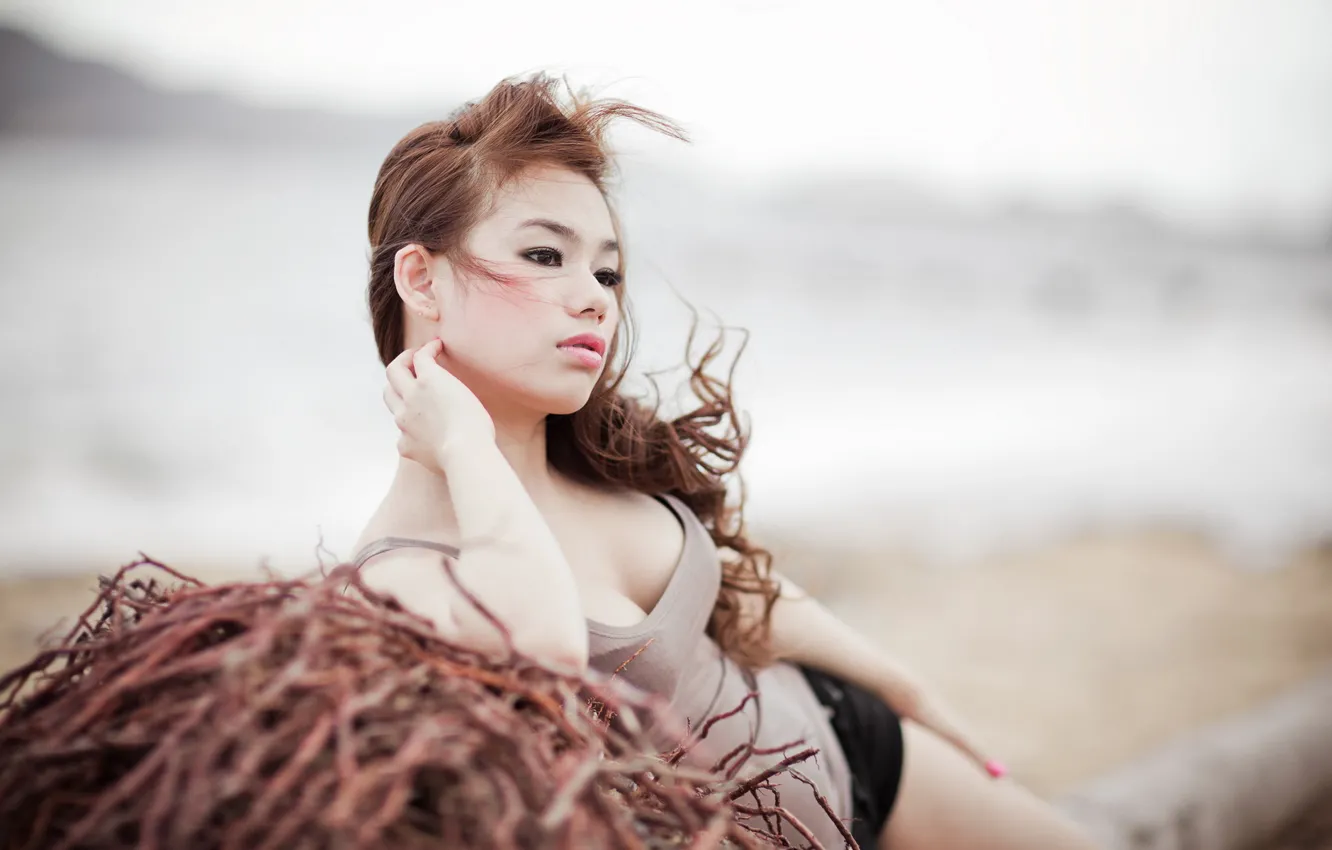 Photo wallpaper girl, background, portrait