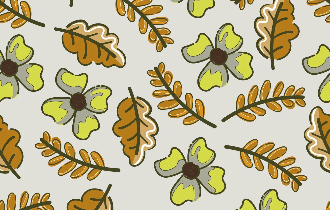 Photo wallpaper leaves, flowers, branches, background, texture