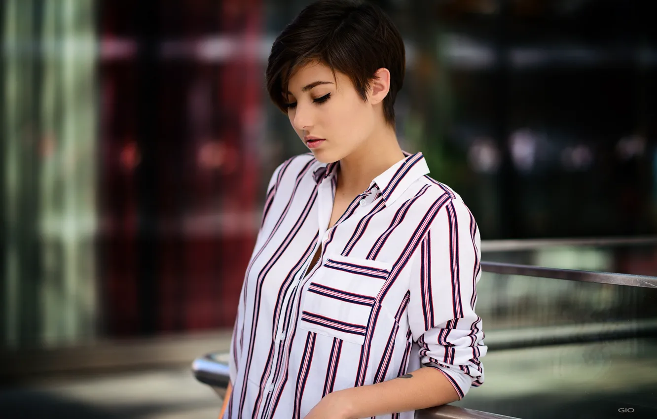 Photo wallpaper model, portrait, makeup, brunette, hairstyle, shirt, beauty, is