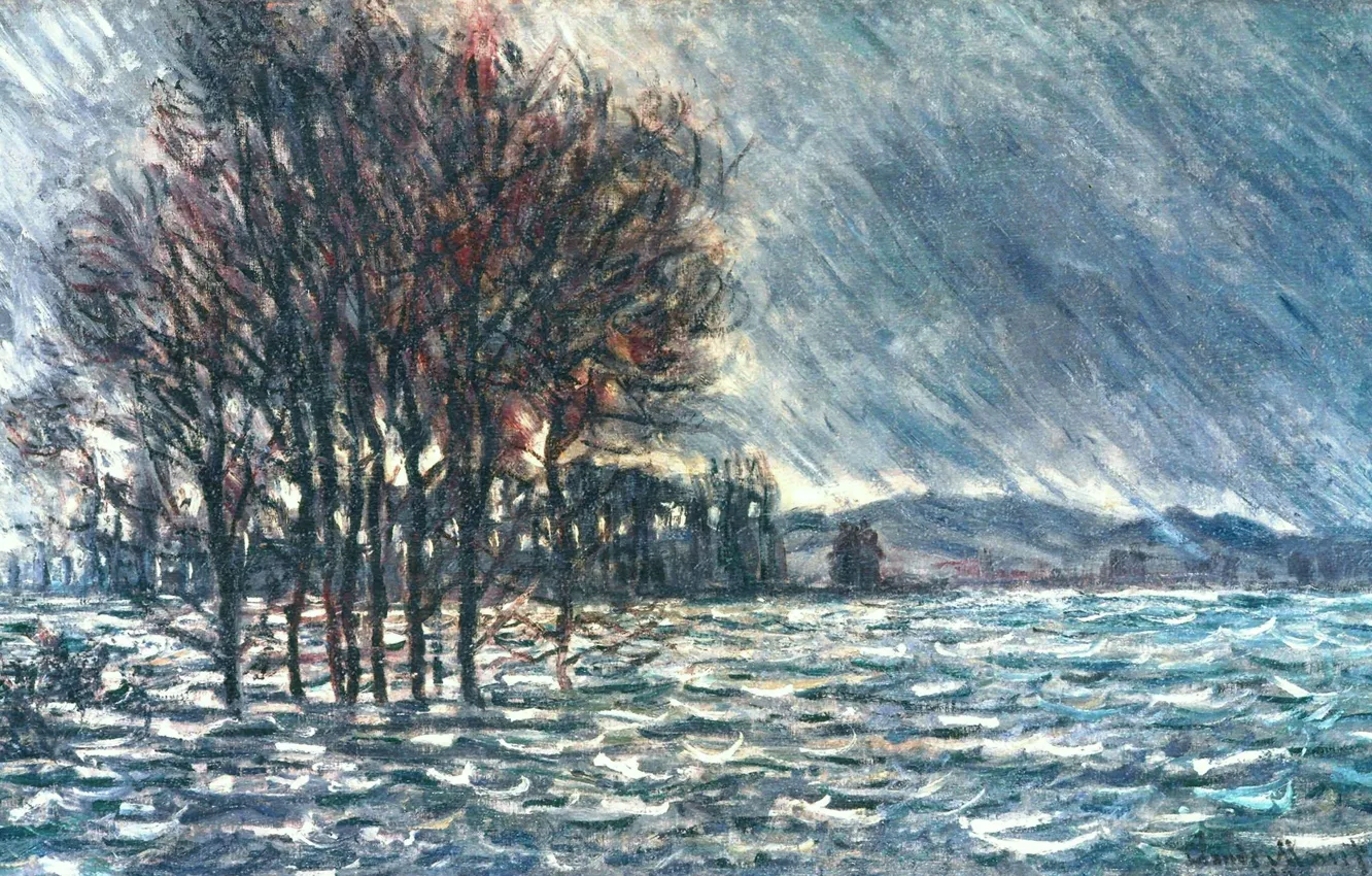 Photo wallpaper landscape, nature, picture, flood, Claude Monet