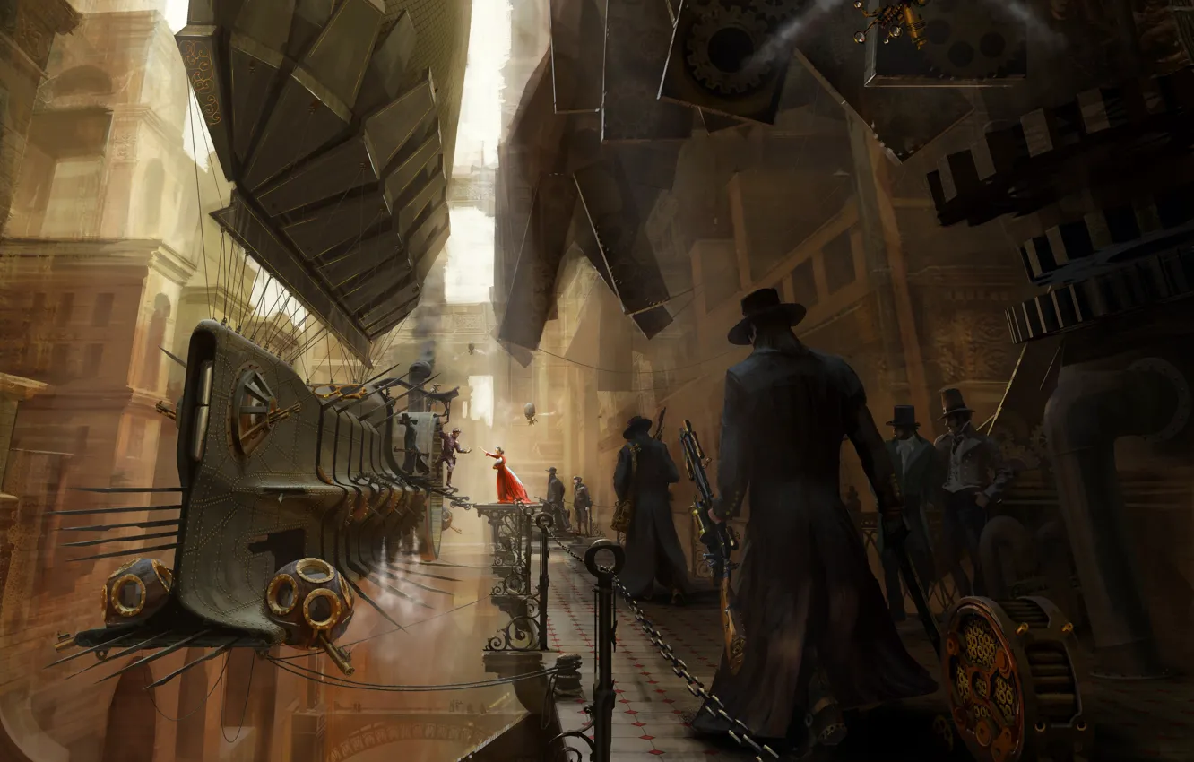 Photo wallpaper figure, steampunk, airship