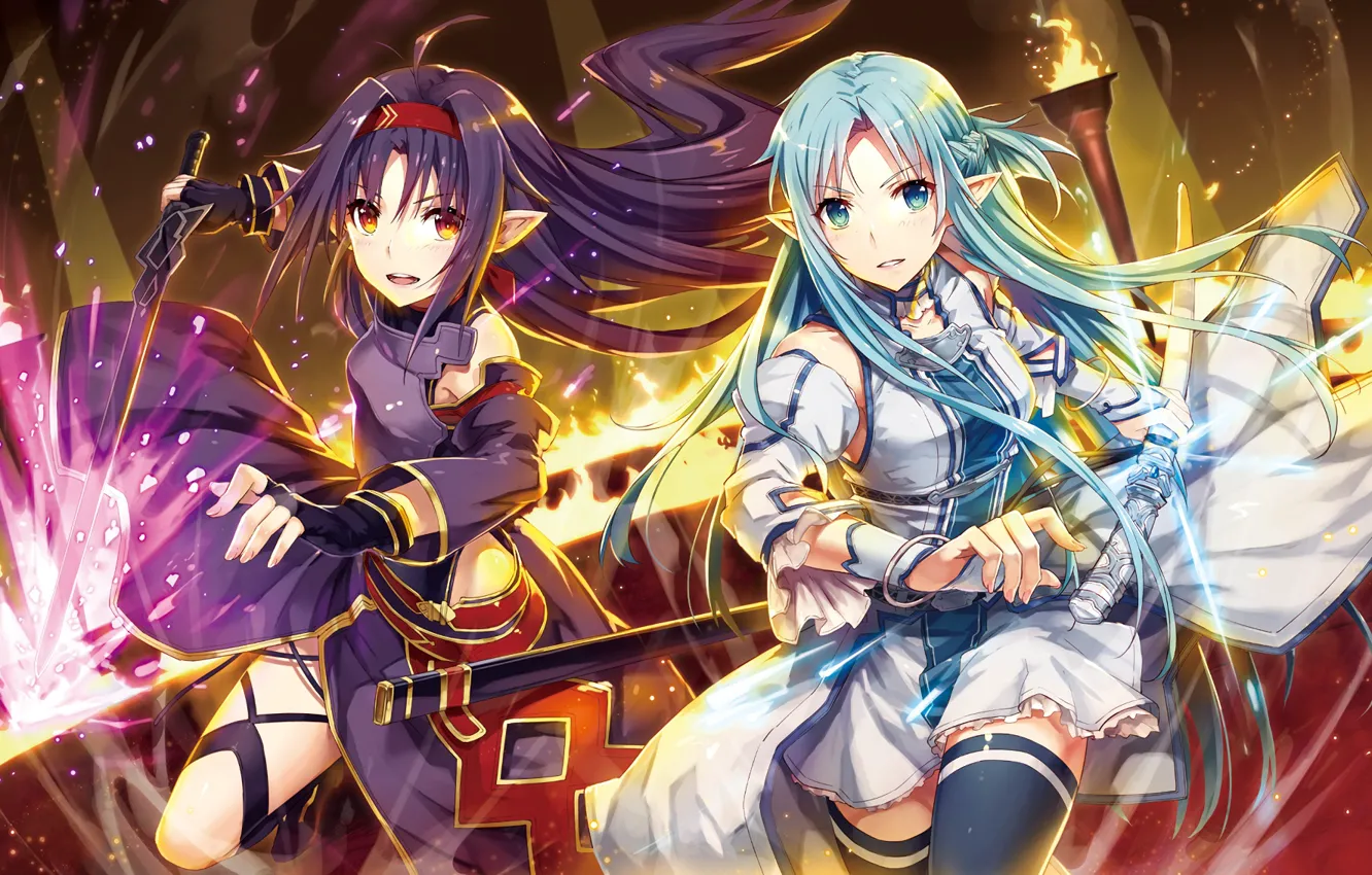 Photo wallpaper girls, anime, art, Sword Art Online, Asuna Yuuki, Yuuki Konno