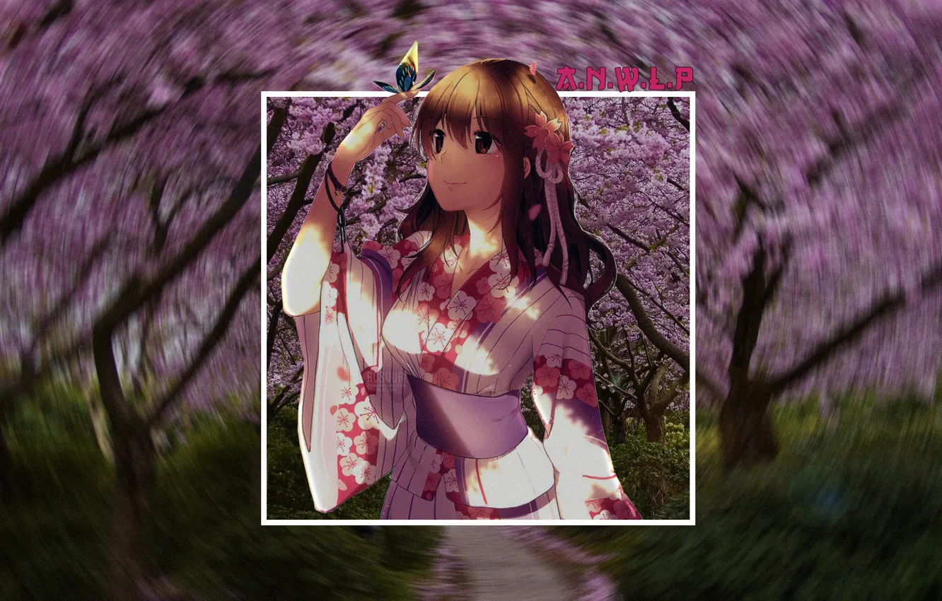 Photo wallpaper girl, anime, Sakura, madskillz, tree macrury