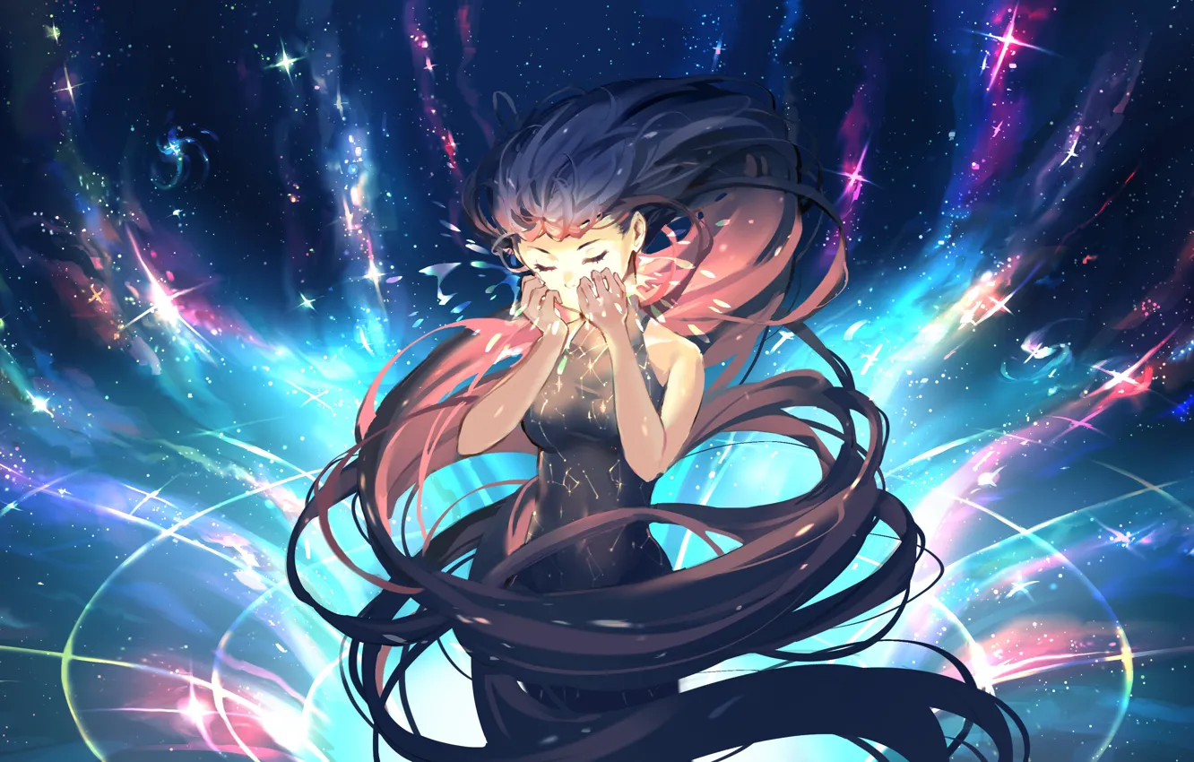 Photo wallpaper girl, space, fantasy, constellation